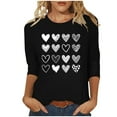thumbnail image 1 of RXMEKW Haut à Manches 3/4, Motif Cœur pour Femmes, Col Rond, Manches Mi-Longues, T-Shirt Décontracté, 1 of 5
