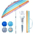 thumbnail image 6 of Heavy Duty High Wind Beach Umbrella with Sand Anchor & Carry Bag|Patio Outdoor Umbrella with Alumininm Frame, Sunshade Umbrella with Push Button Tilt, Ideal for Travel Garden Lawn Poolside, 6 of 10