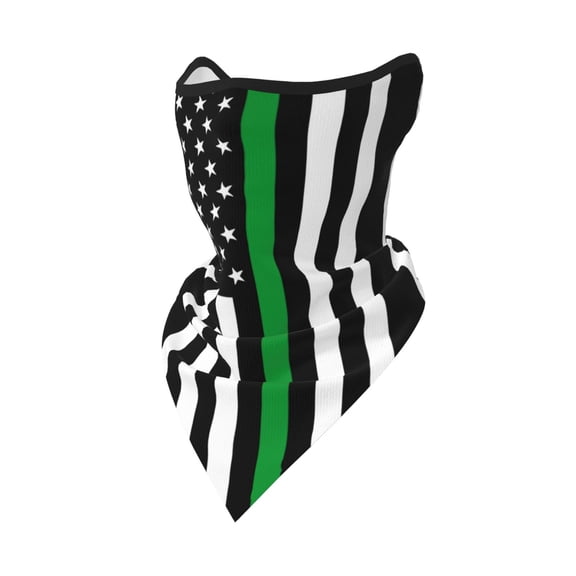 Neck Gaiter Face Mask Covering Bandanas For Men Women Thin Green Line Flag Scarf Balaclava Cover Headbands