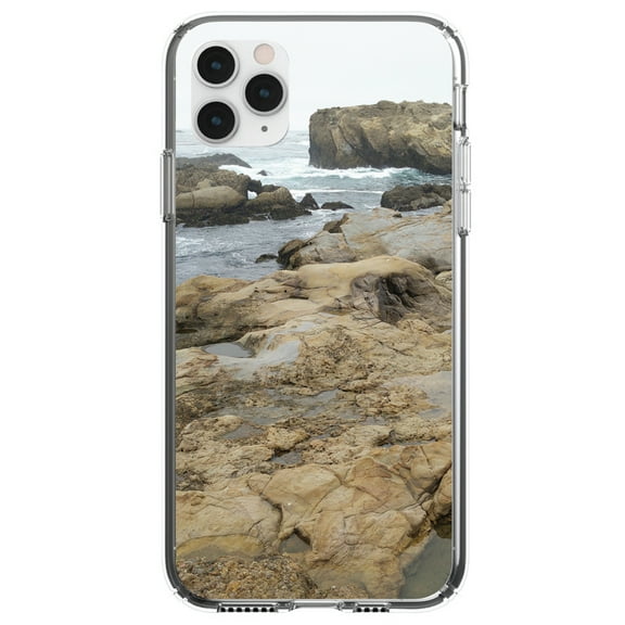 DistinctInk Clear Shockproof Hybrid Case for iPhone 11 Pro (5.8" Screen) - TPU Bumper, Acrylic Back, Tempered Glass Screen Protector - Point Lobos Reserve