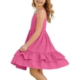 thumbnail image 2 of Busydd Girls Summer Dress 4-15 Years Fashion Pleated Square Neck A-Line Sundress Casual Solid Color Sleeveless Teen Girls' Dresses 6-7 Years, 2 of 8