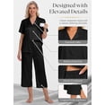 thumbnail image 5 of DAKIMOE Silk Satin Pajama Set for Women Capri Pajamas Short Sleeve Button Down Two Piece Pjs Sleepwear Soft Loungewear Nightwear, 5 of 8