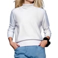 thumbnail image 3 of LUOGENLI Chandails pour Femmes Tendance TP Chandail Tricoté Extensible Ajusté pour Femmes Couche de Base Chaude et Confortable Blanc Taille TG, 3 of 8