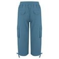 thumbnail image 4 of QATAINLAV Women's Cargo Capris Pants with Pockets Lightweight Travel Hiking Cropped Sweatpants Drawstring Elastic Waist Long Shorts Blue L Mothers Day Gifts, 4 of 5