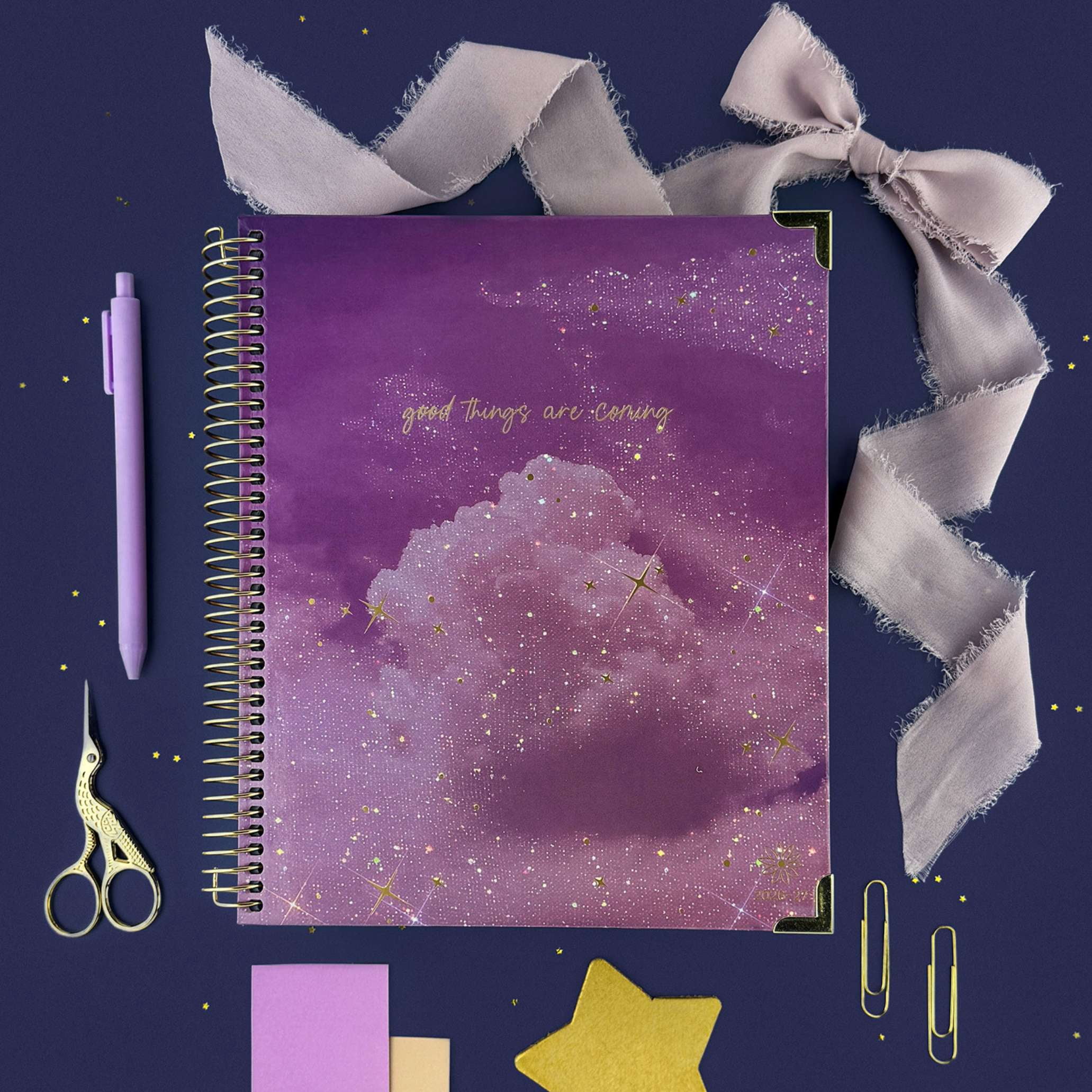 bloom daily planners 2026-2027 Academic Goal & Vision Planner, 13-Month Monthly & Weekly Hard Cover, 7.5" x 9", Good Things Are Coming