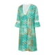 thumbnail image 3 of VISgogo Vestido suelto con cuello en V para mujer, bohemio 3/4 de manga larga con ribete de encaje, minivestido de playa fluido VISgogo  moda, 3 of 9