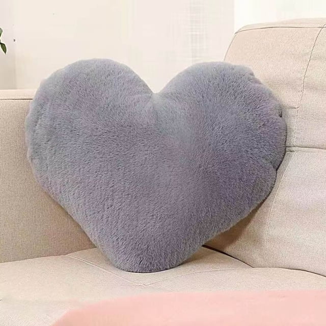Cojín en forma de corazón – Cojín decorativo | Piel sintética suave, Decorativo de felpa, Detalle, Regalo | 15,7 in | Decoración para el hogar de sofás | Textura acogedora | Rosa | 1 PC
