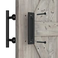 thumbnail image 2 of 18cm Heavy Duty Sliding Barn Door Handle, Pull and Flush Hardware Set, Black Powder Coated Finish, Large Rustic Two-Side Design, Round, 2 of 5