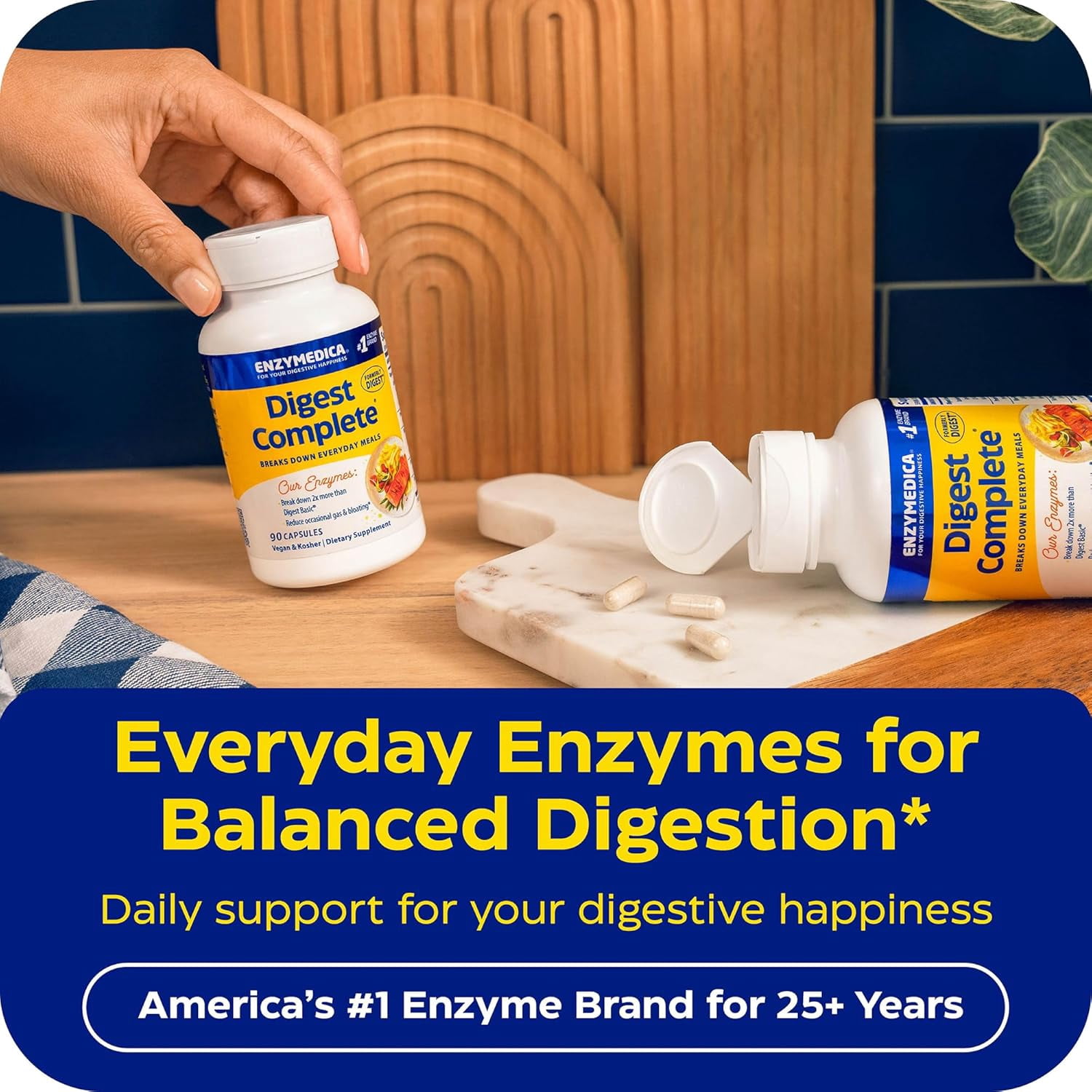 Enzymedica Digest Complete, Digestive Enzyme Supplement for Men & Women, Support for Gut Health, Eases Gas & Bloating, Vegan & Kosher- 90 Capsules