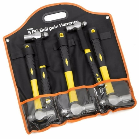 

Stark Ball Pein Hammer 5-Pieces Set 8 to 32 oz Ounce Fiberglass for Metal Rivet Chisel with Carrying Pouch