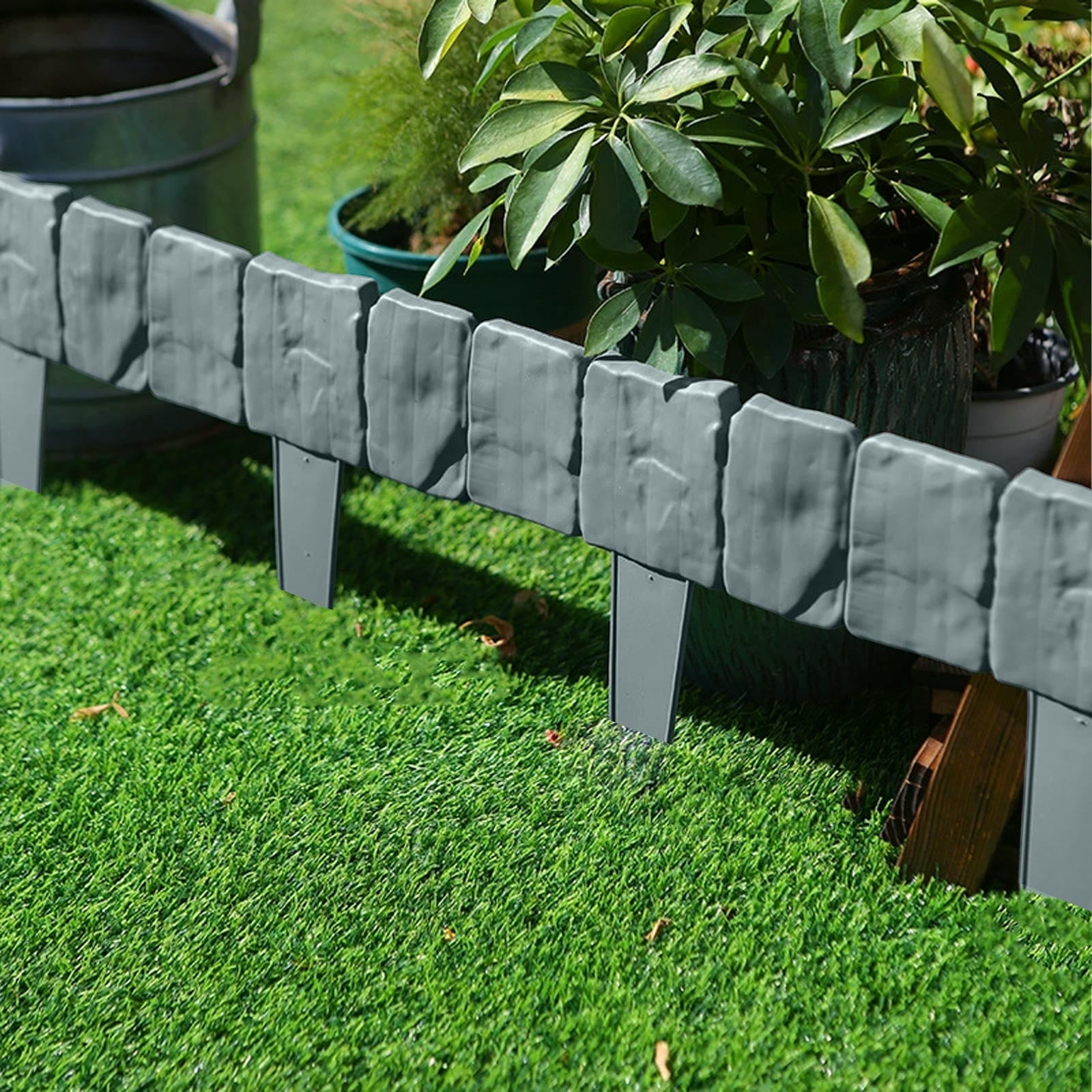 30PCS Plastic Garden Fence, 30PCS Fence Insert Plastic Fence, Grass Lawn Flowerbeds Plant Borders, Garden Picket Fence Edgings Lawn Flowerbeds Plant Borders Decorative Garden Yard, NCHKUN (Orange)