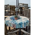 thumbnail image 2 of Outdoor Tablecloth with Umbrella Hole for Patio/Picnic/Party/Camping, Teal Sea Turtle Waterproof Table Cloth Round Cover Washable, Coastal Summer Beach Coral Seaweed Vintage (Dia 54"), 2 of 8