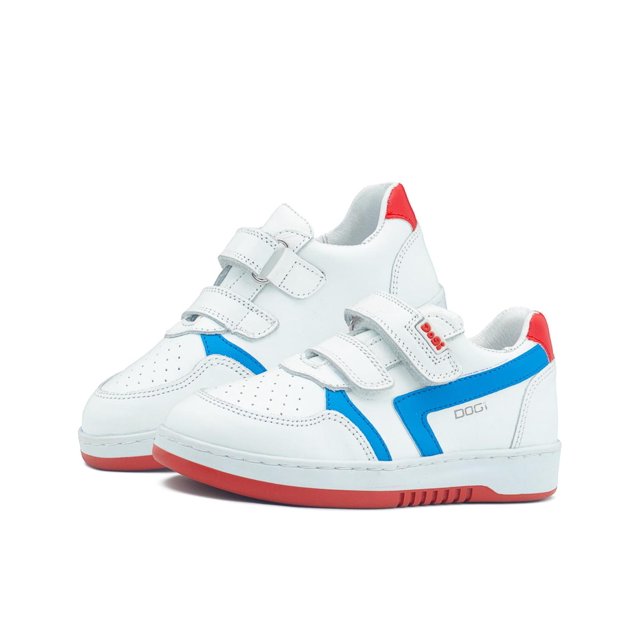 Tenis Dogi Para Niño Estilo Casual En Piel Blanco/Azul 18-21 blanco 19
