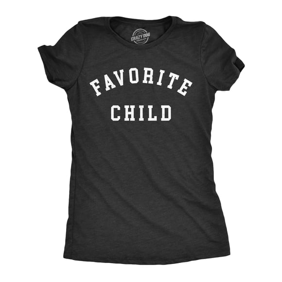 Womens Favorite Child T Shirt Funny Best Sibling Family Brother Sister Joke Tee for Ladies (Heather Black - Favorite Child) - XXL
