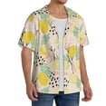 thumbnail image 4 of Wukai Lemon Leaves Men's Casual Short-Sleeve Button Down Shirt - Lightweight Summer Dress Shirt for Daily Wear-Large, 4 of 7