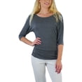 thumbnail image 4 of ToBeInStyle Women's Bow-Back 3/4 Sleeve Top With Side Shirring, 4 of 7