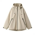 thumbnail image 4 of Fiaer Rain Jacket Women Waterproof Windbreaker Hooded Tops Oversized Full Zip up Long Sleeve Lightweight Outdoor Jackets Khaki XXL, 4 of 4