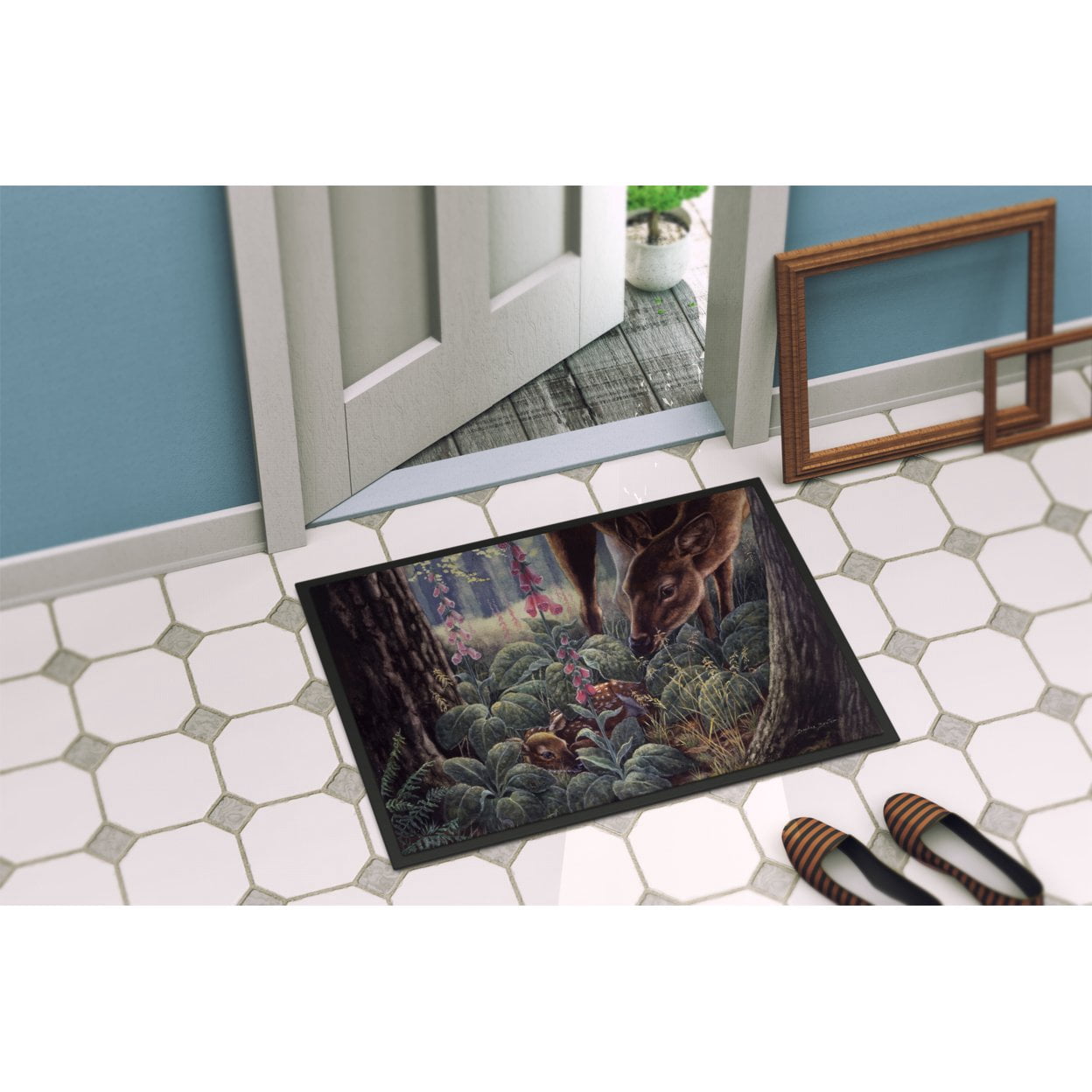 Doe and Fawn Deer Door Mat
