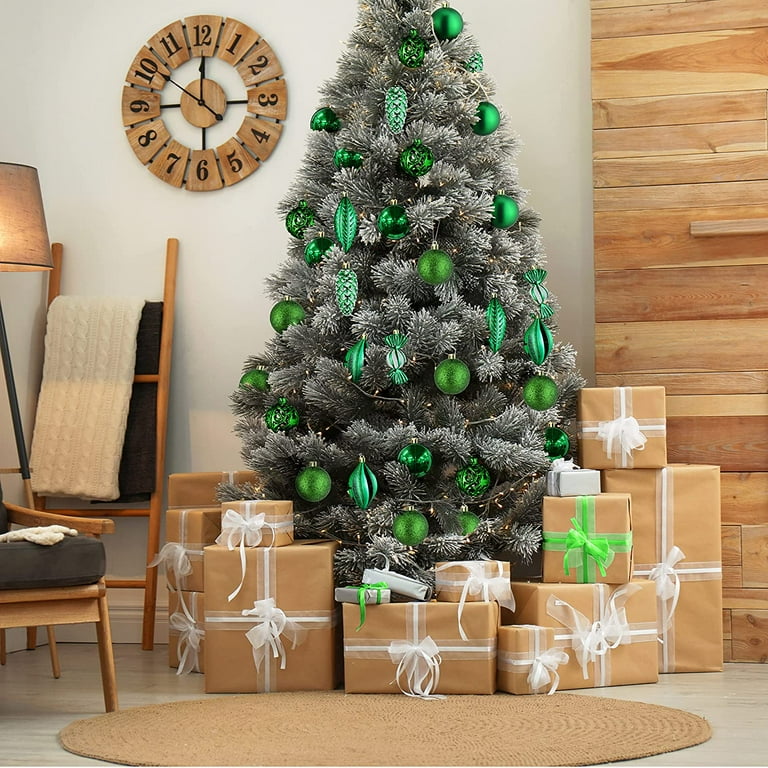 Green Christmas Ball Ornaments for Christmas Decorations 24 Pieces Xmas Tree Shatterproof Ornaments with Hanging Loop for Holiday and Party