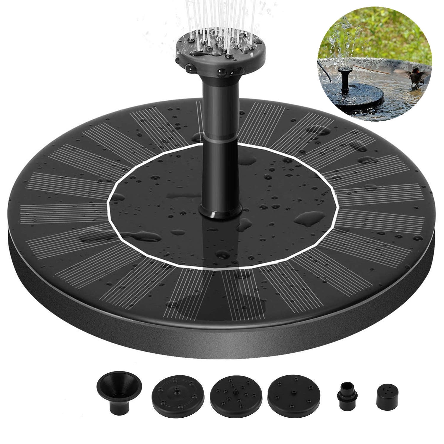 Solar Fountain Pump, Solar Garden Water Pump, 2.4W, 5 Spray Nozzle