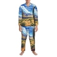 thumbnail image 3 of Naloa Western Desert Cactus Men’s Pajamas Set - Long Sleeve Button Down Sleep Shirt and Pajama Bottoms Sleepwear Set-Large, 3 of 7