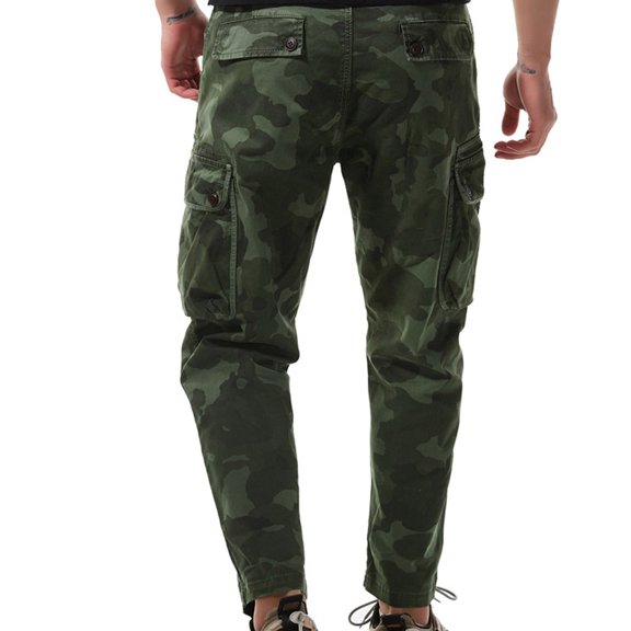 Vedolay Cargo Pants For Men Men's Drawstring Waist Pocket Side Loose Cargo Pants Baggy Joggers,Army Green 38