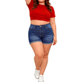 thumbnail image 5 of QERINTE Plus Size Blue Shorts for Women Stretchy High Waisted Denim 14 to 22, 5 of 6