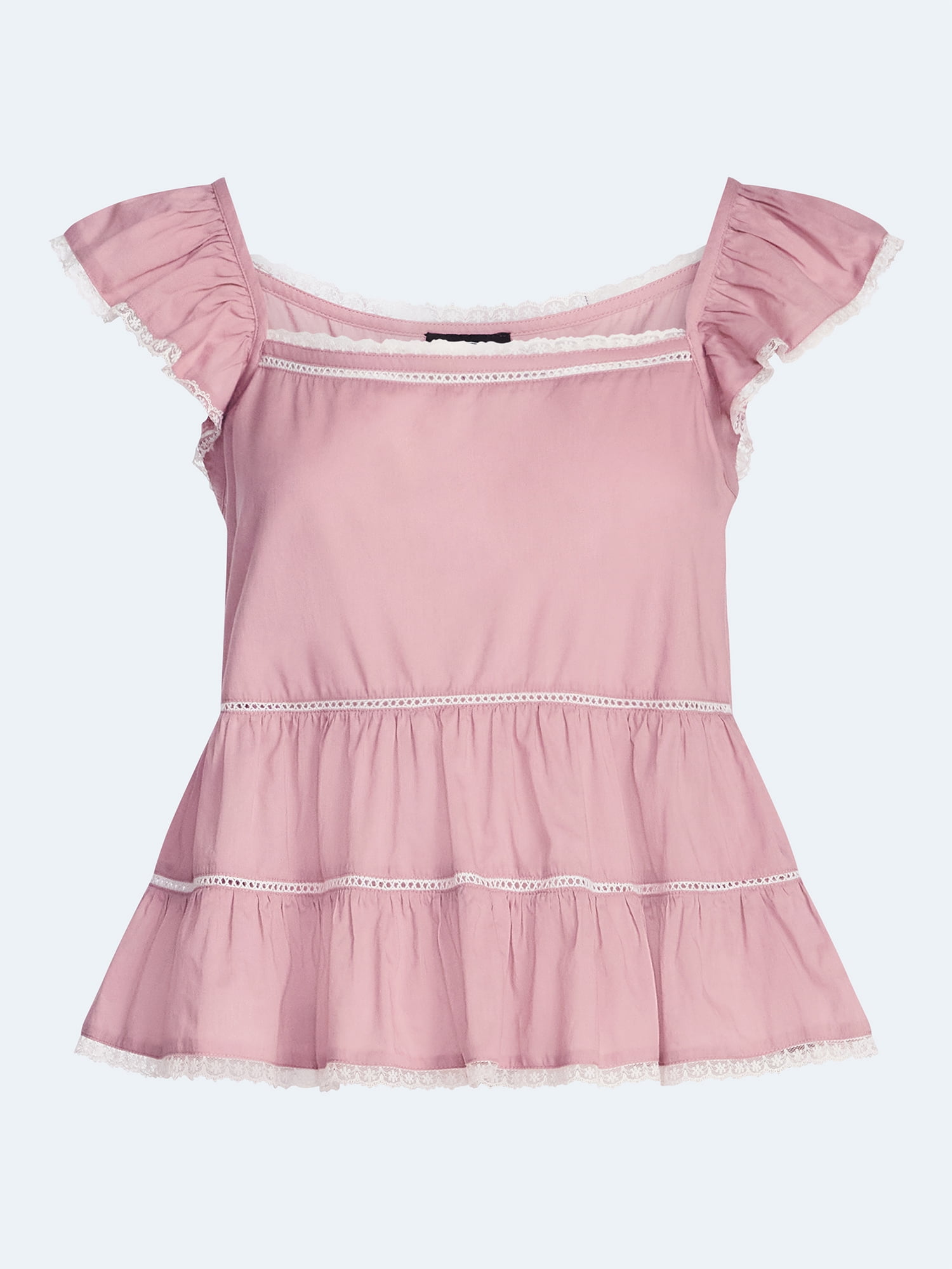 Scoop Women’s Flowy Lace Cotton Top, Sizes XS-XXL