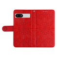 thumbnail image 5 of SaniMore for Google Pixel 7A Wallet Case, Shockproof PU Leather Stand Cover with Card Slot Flip Kickstand Embossed Flower Magnetic Clasp Wrist Strap for Google Pixel 7A, Red, 5 of 9