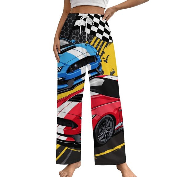 3D Cartoon Race Sports Car Pajama Pants Loose Pajamas Female Breathable Home Trousers Leisure Sleeping Pants Large Size