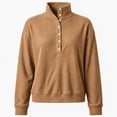thumbnail image 3 of Sweatshirt for Women Qiggri Women's Waffle Knit Stand Collar Sweatshirt Half Button Long Sleeve Loose Pullover Top With Pockets Lightweight Fall Top XXL, 3 of 6