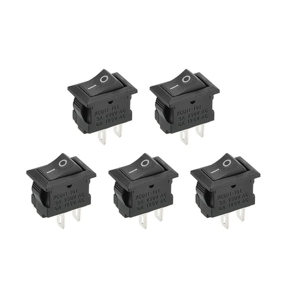 Mini Boat Rocker Switch Black Toggle Switch for Boat Car Marine 2pins ON/OFF AC 250V/3A 125V/6A, 5pcs