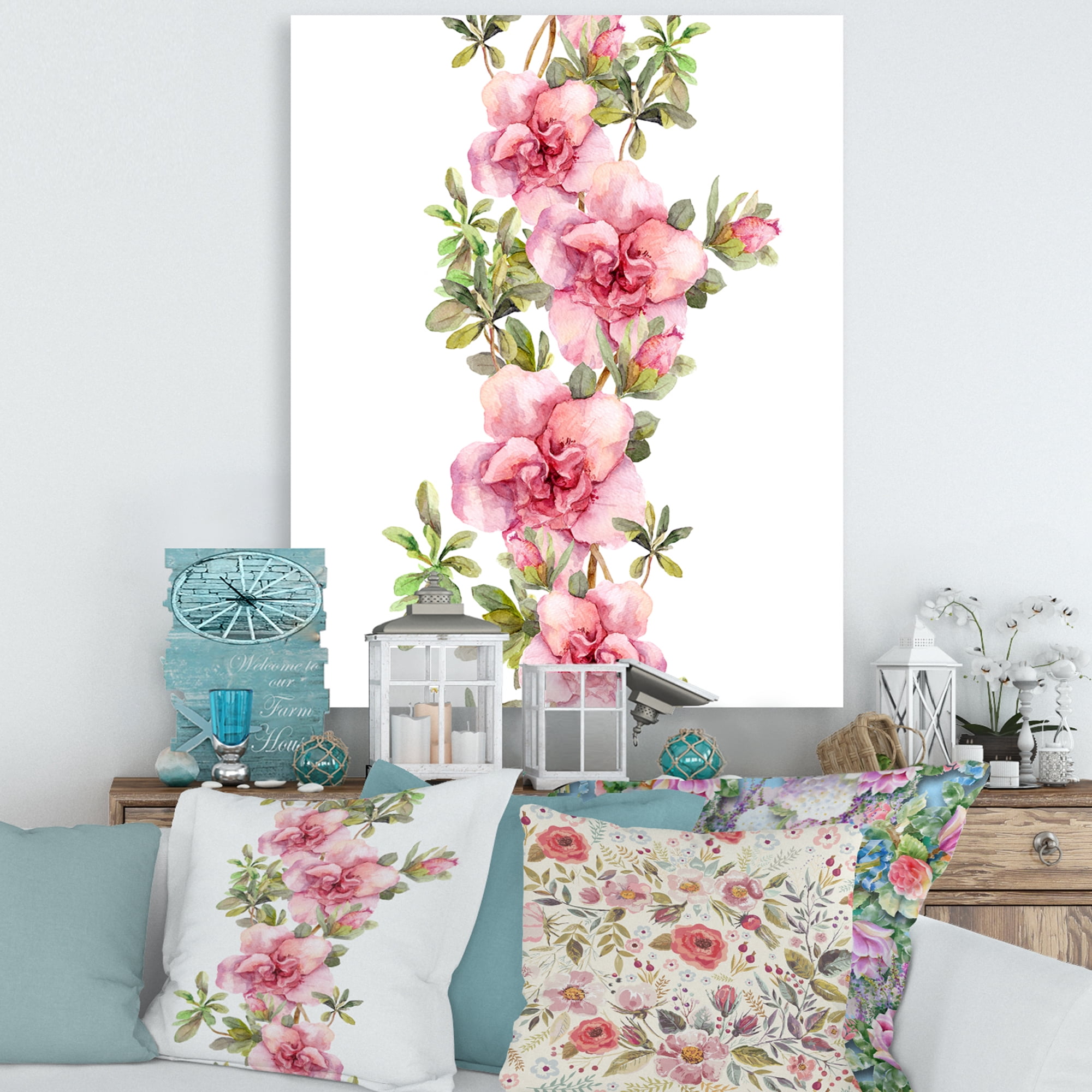Designart ' Bouquet of Purple and Pink Flowers II ' Farmhouse Canvas Wall Art Print