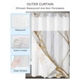 thumbnail image 4 of No Hook Shower Curtain with Snap-in Liner, White Yellow Marble Waterproof Fabric Bathroom Curtains, Ink Painting Modern Art Bath Curtains & Mesh Top Window 72"x84" Long, 4 of 9