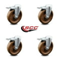 thumbnail image 2 of 6 Inch High Temp Phenolic Swivel Bolt Hole Caster Set with Total Lock Brake SCC, 2 of 2