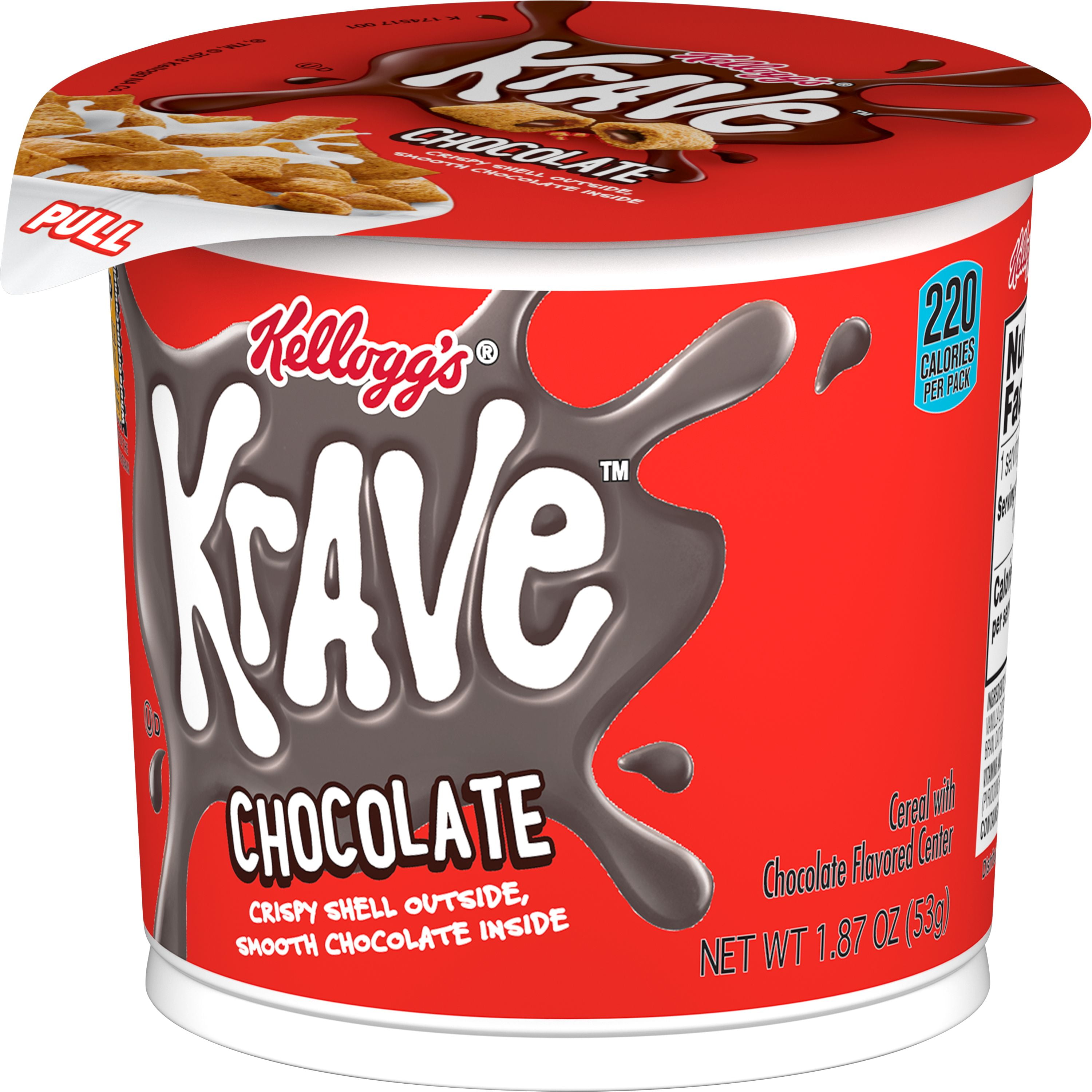 Kellogg's Krave, Breakfast Cereal in a Cup, Chocolate, Single Serve, 1.