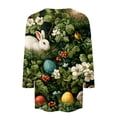 thumbnail image 5 of HAVUITYY Easter 3/4 Sleeve Sweater for Womens, Cute Bunny Eggs Pattern Crew-neck T-Shirts, Spring Oversized Casual Tops, 5 of 5