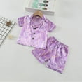 thumbnail image 2 of Odeerbi 2-6 Años Niño Niña Pijama de Verano de Satén Con Solapa Con Muesca Camisa de Manga Corta Con Estampado de San Valentín Conjunto de Pijama de Seda, 2 of 3