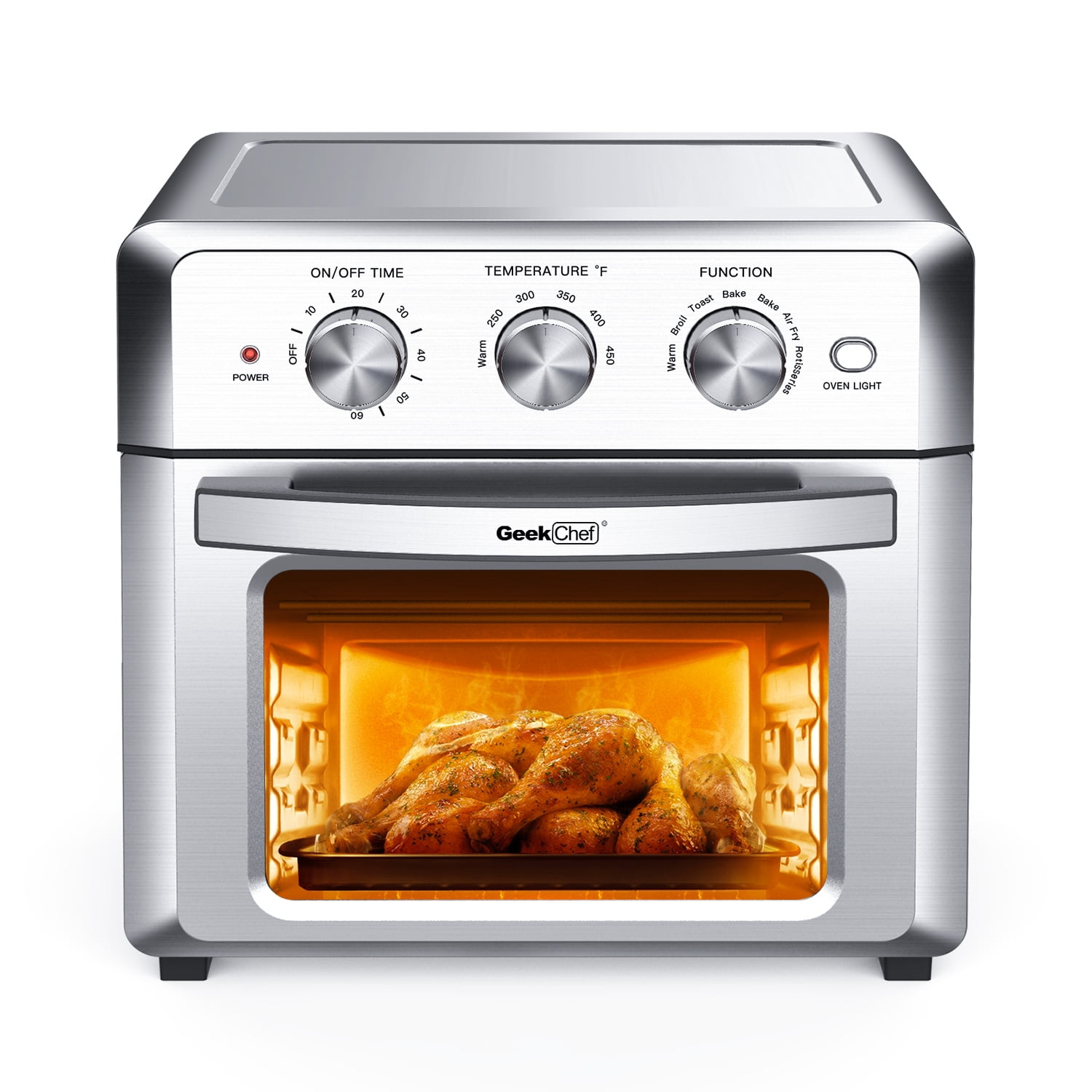 Toaster Oven Air Fryer Combo, AUMATE Kitchen in the box Countertop  Convection Oven, Airfryer,Knob Control Pizza Oven with Timer/Auto-Off, 4  Accessories and Recipe Included,1550W,19 QT, Stainless Steel: Home & Kitchen