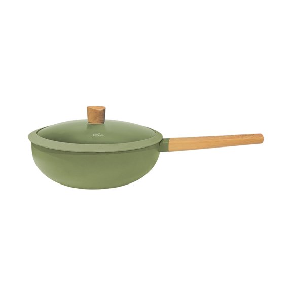 Wok Hudson Olive 28 cm Antiadherente Con Tapa 4.6 L