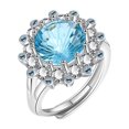 thumbnail image 1 of Anillo de aguamarina Diseño femenino Anillo azul Estilo ajustable y abierto Joyería para la mano, 1 of 8