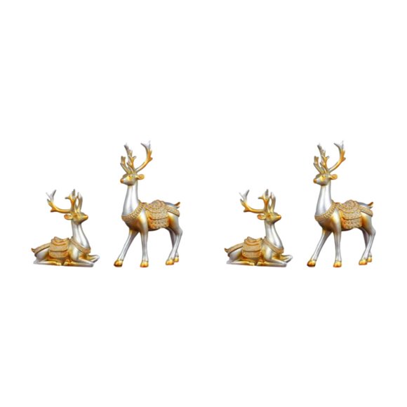 Estatuilla elegante para la decoración del hogar Inteprter Ciervo general/plata 2Conjunto