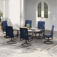 thumbnail image 2 of 6-Pack Swivel Rocking Patio Chairs – High Back, Navy Blue Textilene – Weather-Resistant Outdoor Seating – Black Powder-Coated Metal Frame – Space-Saving for Lawn, Porch, Backyard – Navy Blue & Black, 2 of 8
