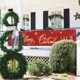 thumbnail image 5 of Pancarta grande de Feliz Navidad, letrero navideño a cuadros de búfalo rojo con patrón de árbol de Navidad de muñeco de nieve para fiesta de Navidad, decoración interior al aire libre, tarif, 5 of 5