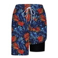 thumbnail image 6 of Aobny Men Shorts Board with Liner Hawaiian Bottoms Casual Slim Big & Tall Bottoms,Blue,XXL, 6 of 6