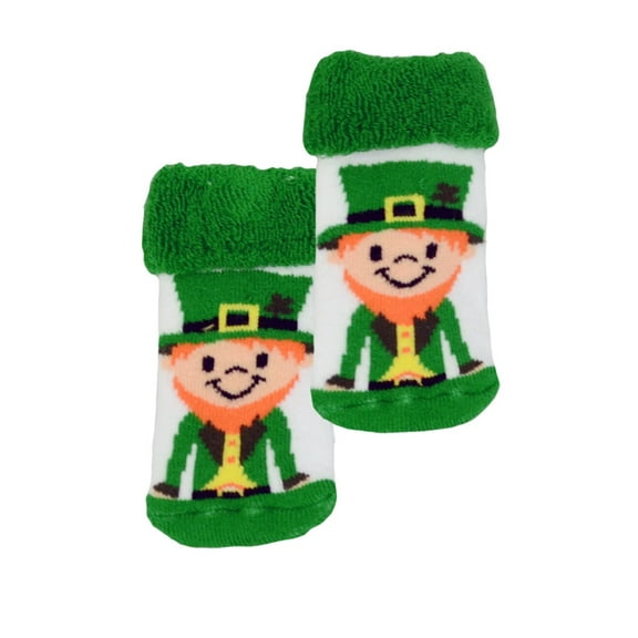 Traditional Craft Ltd. Girl' Boy's White/Green Leprechaun Irish Baby Socks