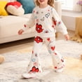 thumbnail image 6 of Zanarzt Toddler Girls Clothes Toddler Girl Kids Outfits Floral Bow Long Sleeve Sweatshirt Bell Bottom Pants Set for Girls Beige,3-4 Years, 6 of 9