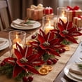 thumbnail image 4 of OAVQHLG3B Poinsettia Artificial Flowers Christmas Tree Ornaments Glitter Artificial Magnolia Flowers for Xmas New Year Party Wedding Holiday DIY Decorations, 4 of 6
