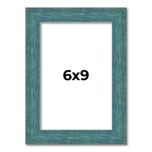 6x9 Frame Blue Rustic Barnwood Solid Wood Picture Frame Width 1.25 Inches | Interior Depth 0.5