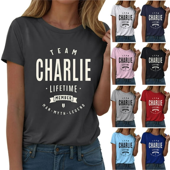 idosla Team Charlie Lifetime Member Funny Name Charlie Short Sleeve T-Shirt (Light Gray, L)